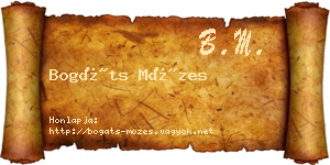 Bogáts Mózes névjegykártya